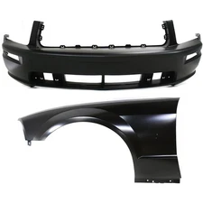 Bumper Cover Fascia Kit For 2005-2009 Ford Mustang Front Fog Light Holes CAPA