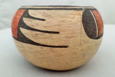 VTG MINI SOUTHWESTERN PUEBLO HOPI ORIGIN ART POTTERY HANDPAINTED