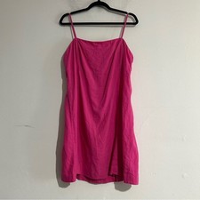 Gap Linen Blend Square Neck Mini Dress Sizzling Fuschia Pink Large Summer