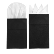 2 Pcs Elegant Pre-Folded White Polyester Suit Pocket Squares on Card for Mens