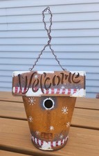 Decorative Christmas Themed Metal Birdhouse Rustic Farm Country Decor