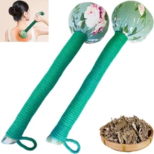2PCS Lymphatic Drainage HammerManual Body Massage HammerLong Size Wormwood Mas