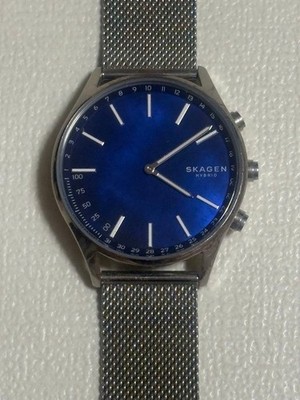SKAGEN Hybrid Blue Dial Mesh Band Minimalist Watch Unisex Authentic