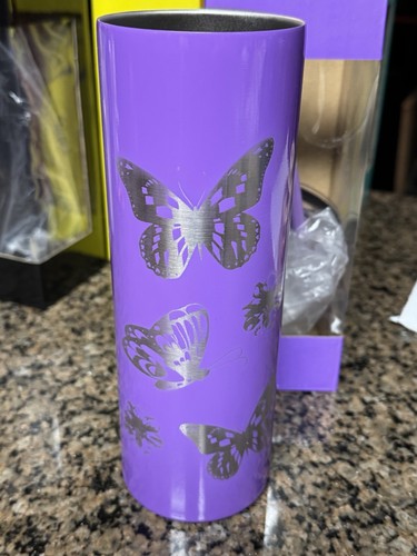 Butterfly Stainless Steel Laser Engraved Tumbler W/ Straw Locking Lid