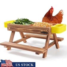 Chicken Feeders Waterers No Waste Kit Wooden Picnic Table Coop Accessories New