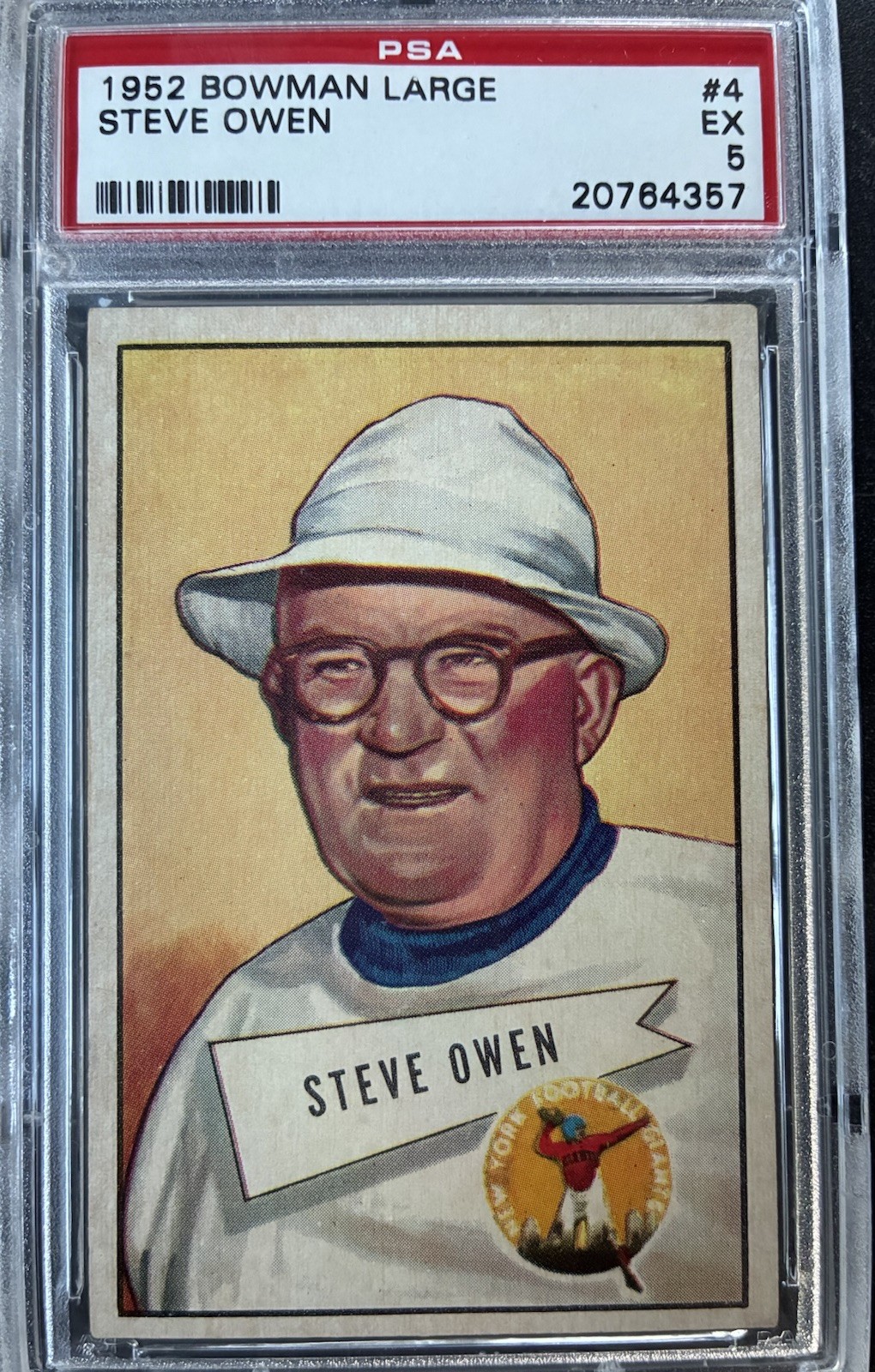1952 Bowman Large #4 Steve Owen PSA 5 New York Giants Set Break HOF Coach