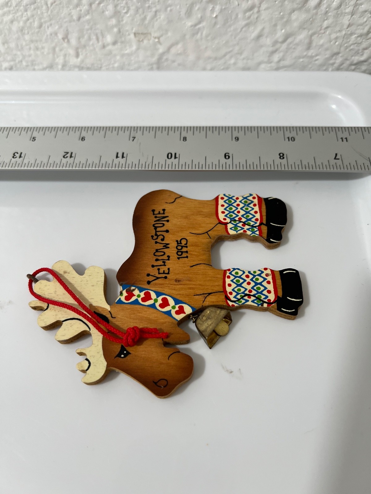 VTG 95 Yellowstone Moose Christmas Ornament Souvenir Wood USA Holiday Nat. Park