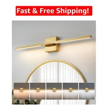 Stylish 30" Gold LED Vanity Light - 5 Color Temperature Adjustable Fixture