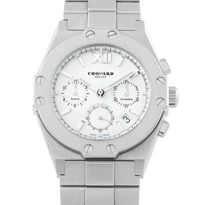 Chopard St. Moritz Chronograph White Dial Steel Watch 8386