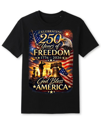 250 Years of Freedom Shirt 1776-2026 God Bless America Patriotic T-Shirt
