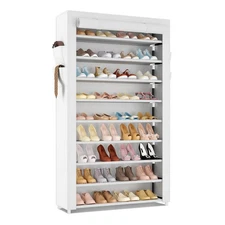 10-Tier Shoe Rack Organizer for 40 Pairs - Space Saving Free Standing White