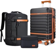 Velaybor Luggage Sets 3 Piece with Spinner Wheels, Lightweight PC Hardside Su...