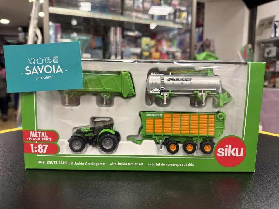 SIKU 1848 - modellino 1:87 - TRATTORE DEUTZ-FAHR CON RIMORCHI JOSKIN - NUOVO - Immagine 2 di 4
