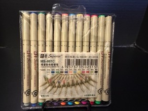 Superior MS-807C Colored Sketch Pen Set 12 Professional Colors
