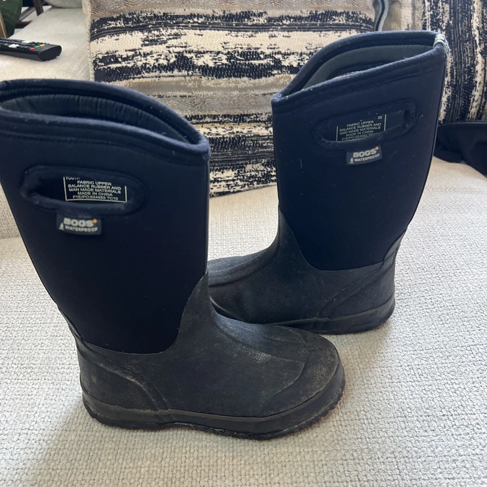Botas Altas Clásicas Bogs Juvenil Niño 3 Negras Lluvia Invierno Impermeables Aisladas Nieve Foto 2 de 4