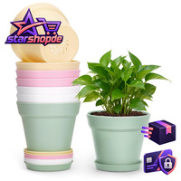 BlumentöPfe Mit Untersetzer 10Cm Kunststoff Set 8 StüCk FüR Pflanzen Kakteen
