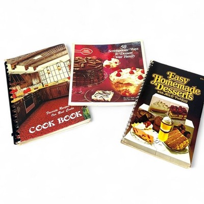  vintage Set of 3 cookbook Recipes 1970s Betty Crocker Dessert Jell-O Pudding