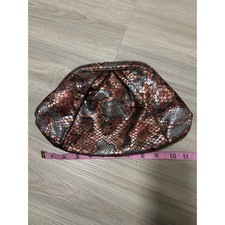 Jessica McClintock Snakeskin Metallic Clutch Evening Bag Silver Rose Gold