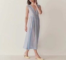 Women Doen V-neck Lace A-line Tank Midi Dress