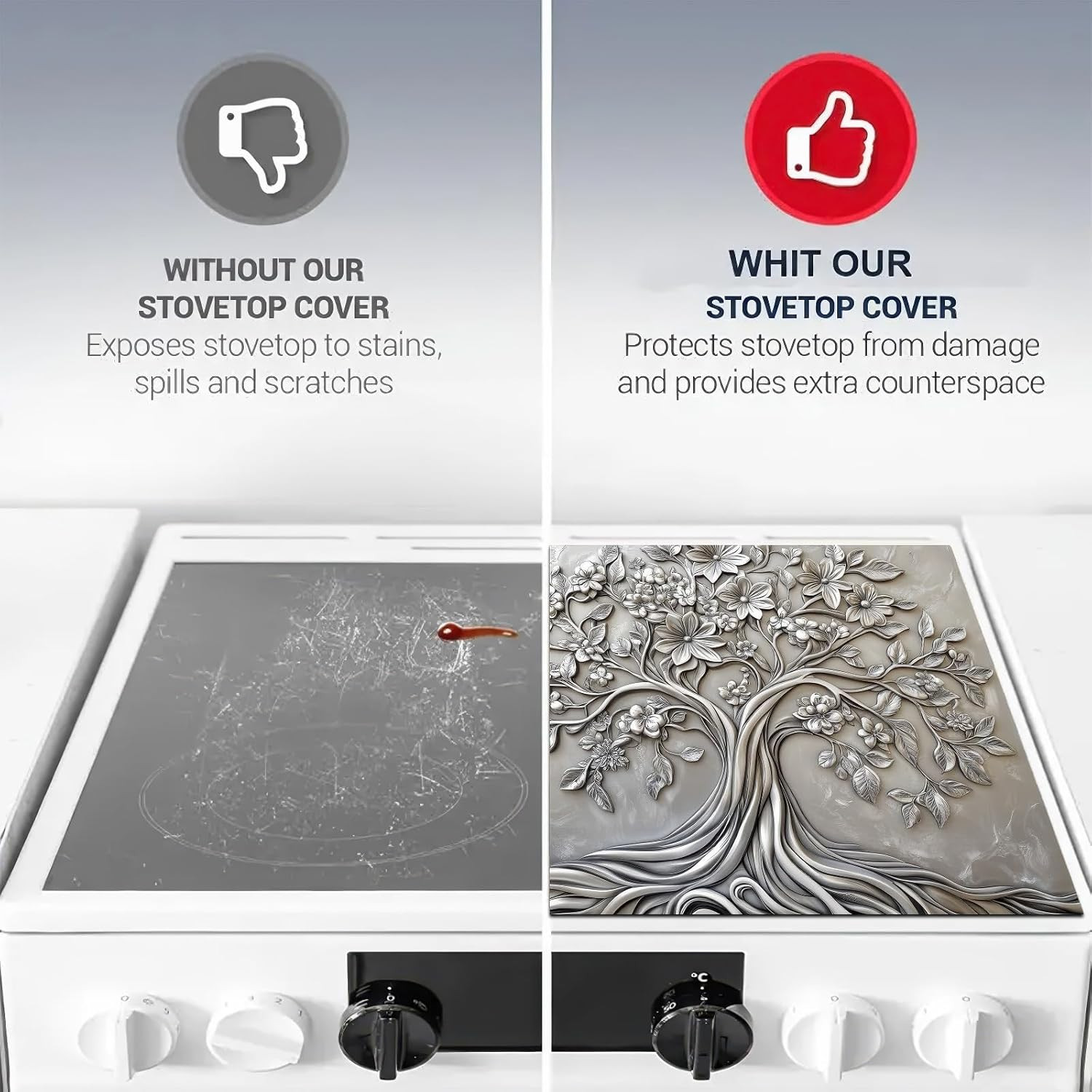 Stove Top Cover for Electric Tree of Life Stove Decorative Floral Embossed Dish