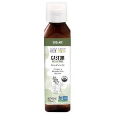 Aura Cacia Organic Castor Skin Care Oil  GC/MS 4 Fl Oz Pack of 1 , BROWN