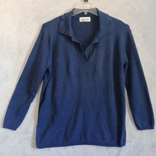 Avalin Men's Large Navy Blue Sweater V-Neck Collared Medium Weight