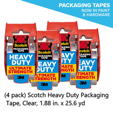 4 Pack Scotch Heavy Duty Packaging Tape Clear 1.88" x 25.6 yd Shipping Tape