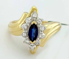 GENUINE 0.25 Cts BLUE SAPPHIRE  DIAMOND RING SOLID 14K GOLD - Free Certificate