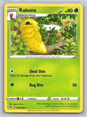 Kakuna 002/185 Vivid Voltage Grass-Type Stage 1 Cocoon Pokemon TCG Collectible