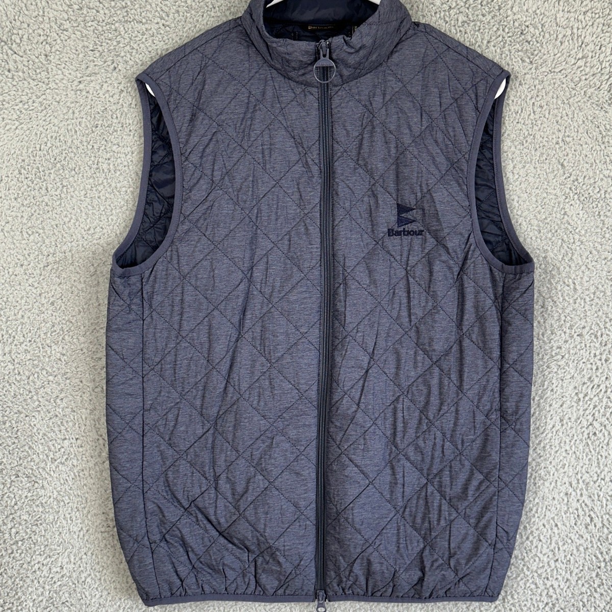 Barbour Vest Quilted Men Small Blue Full Zip Lightweight