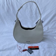Pierre Cardin White Half Crescent Moon circle shoulder bag, leather bag