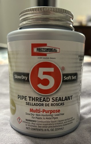 Rectorseal Pipe Thread Sealant 8 Fl Oz, Brush-Top Can, No. 5, Yellow,