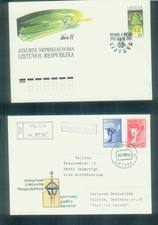 2 clean first day covers from Lithuania, from 1990-1991, stamped