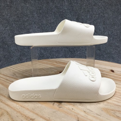 Adidas Sandals Womens 9D Adilette Aqua Slide White Slip On Open Toe Casual Flats - Picture 2 of 17
