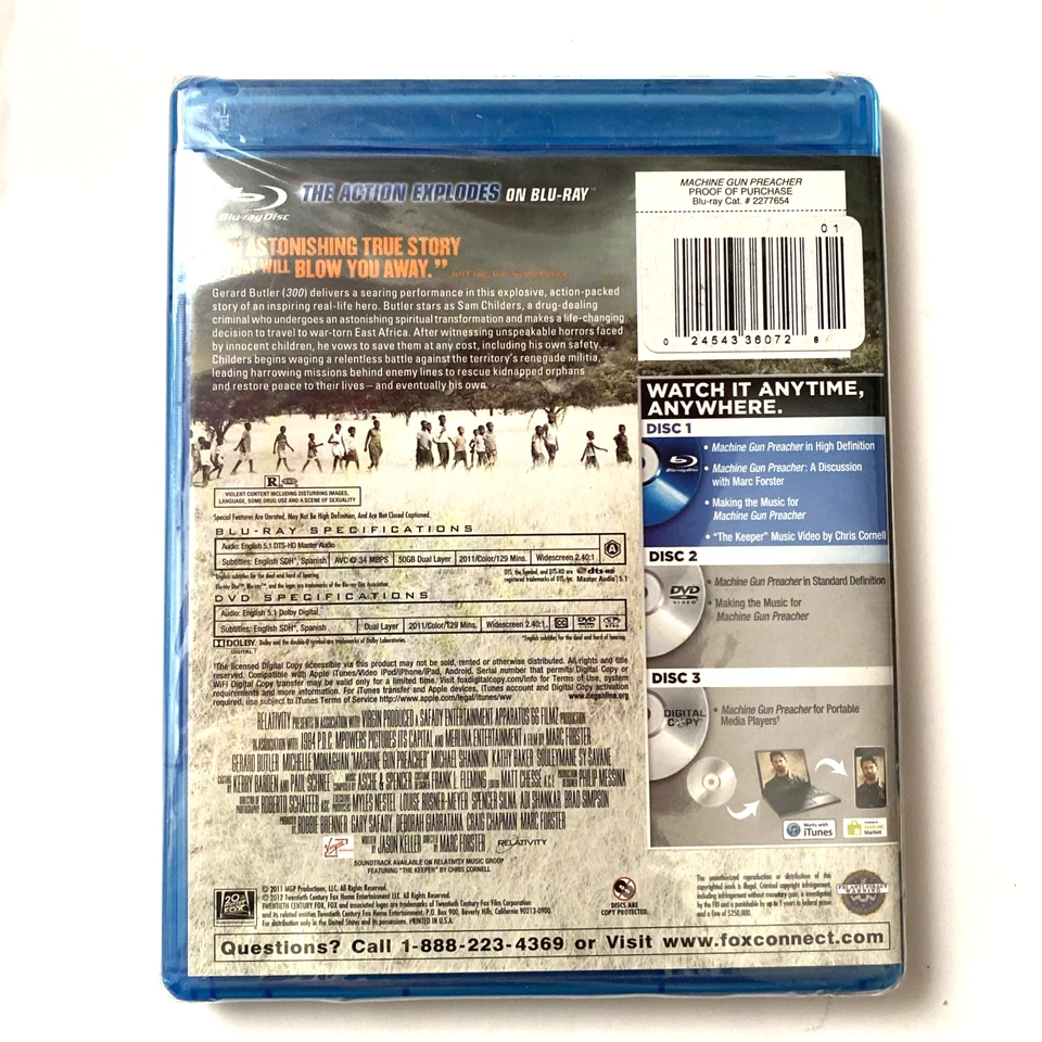 Machine Gun Preacher (Blu-Ray + DVD, 2012 ~ 3 Disc Set) NEW - Image 2 of 2