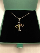 Horse riding boot stirrup S925 Sterling Silver Pendant Necklace 40-45 Cm Ladies