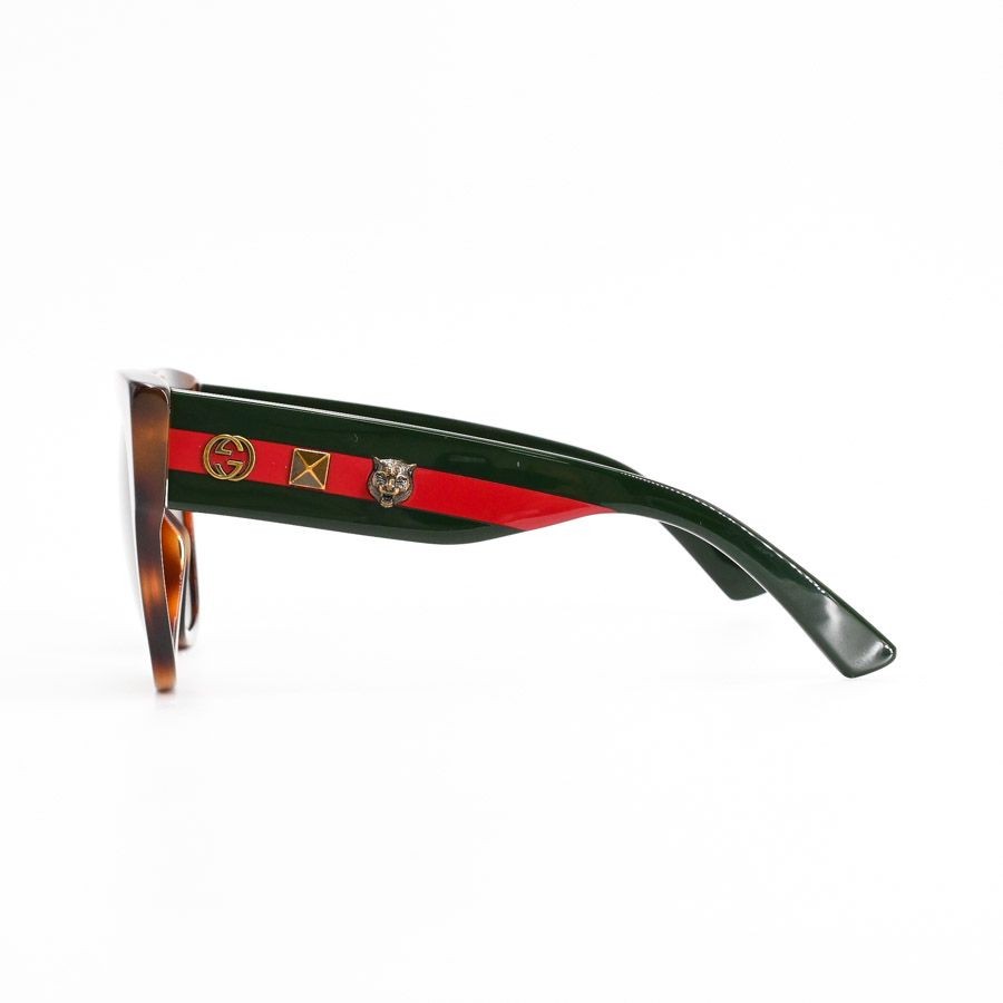GUCCI GG0059S 002 Square Tortoise Web Stripe Tiger Head Unisex Authentic Italy thumbnail 2