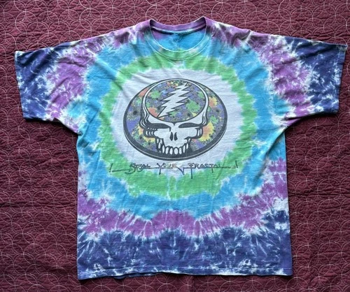 Grateful Deal I Steal Your Fractal Tie Dye Ban 1990s vintage concert t-shirt, vintage, size XL, single stitch, B+ condition