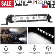 7inch 18w Slim Led Spot Work Light Bar Single Row Offroad Driving Lamp Suv Atv