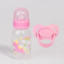 Pink Feeding Bottle+Magnetic Pacifier for Reborn Baby Dolls Accessories Gift DIY