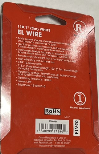 Radio Shack 3m EL WIRE WHITE 2760334 - Picture 3 of 3