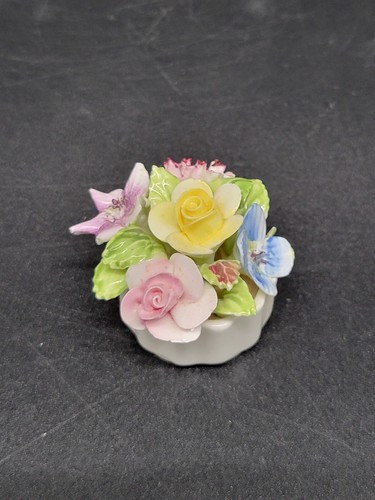 Coalport Capodimonte Bone China Bowl of Flowers Yellow, Purple, Pink - England - Picture 7 of 22