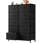 10 Fabric Drawer Dresser Storage Tall Chest Organizer Cabinet Unit Wood Top