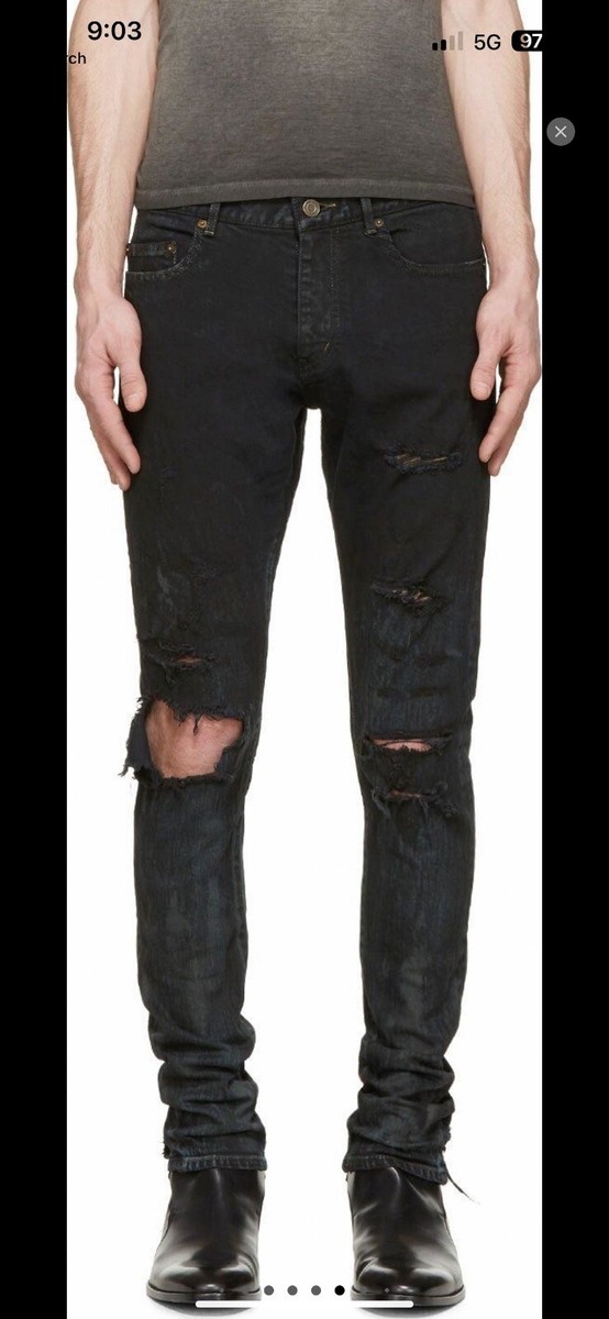 Saint Laurent Fall Winter 2016 oil stained D02 jeans sz 32 Hedi