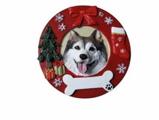 Alaskan Malamute in a Wreath Dog Ornament PERSONALIZED FREE 