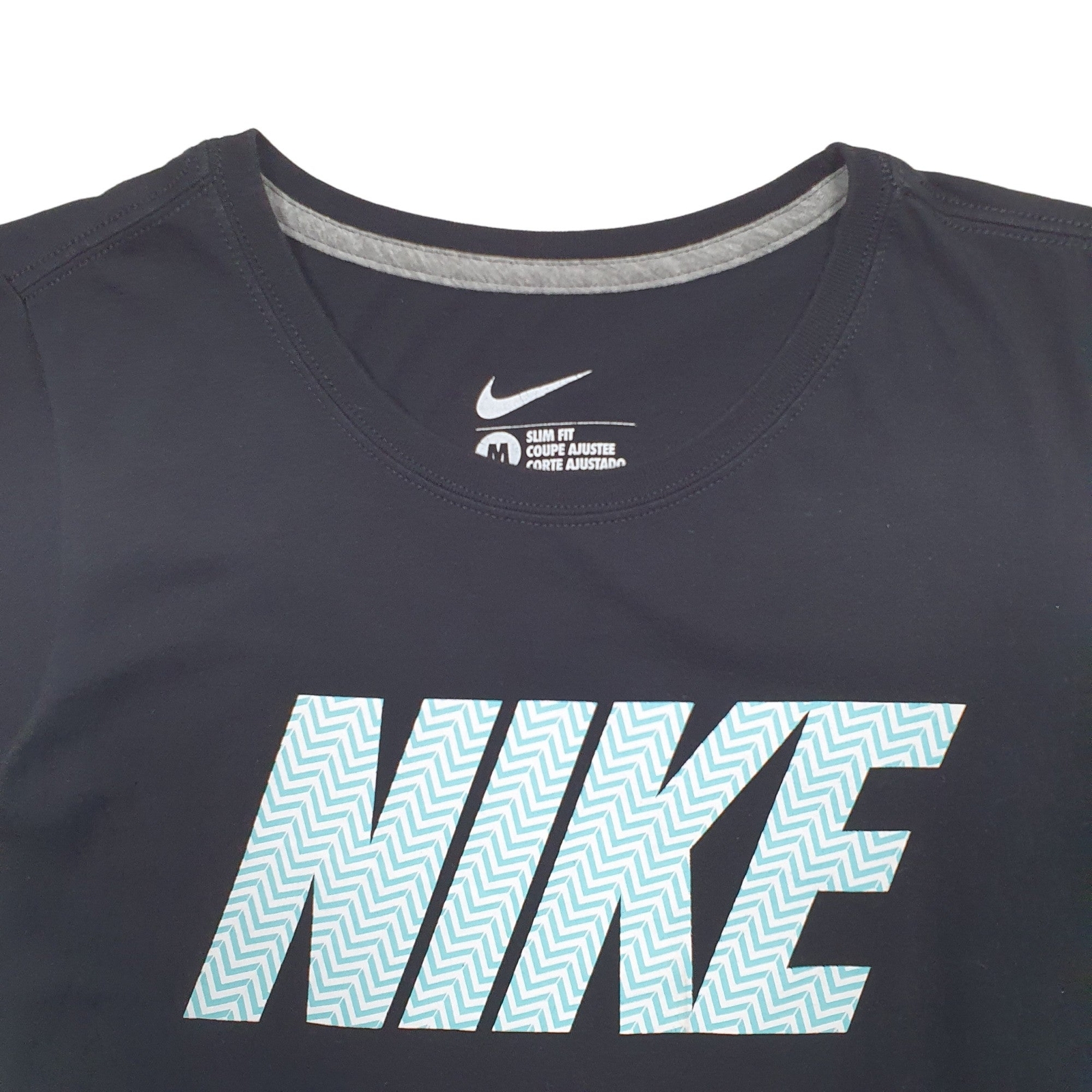 NIKE Black T Shirt Tee Spellout Short Sleeve Cotton Blend Womens M image 3
