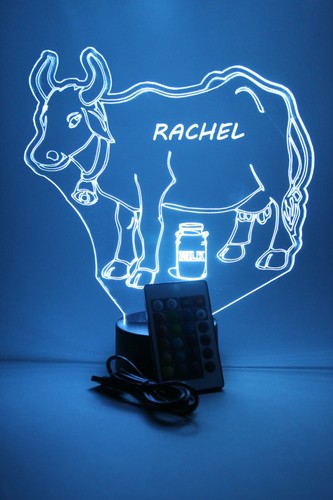 Kuh Kalb Stier Farm Nachtbeleuchtung Lampe LED personalisiert KOSTENLOS maßgeschneidert, mit Fernbedienung - Bild 6 von 12