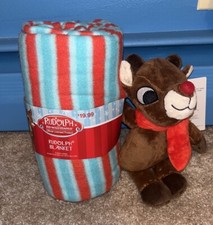 Rudolph The Red Nosed Reindeer Plush And Fleece Throw Blanket Set