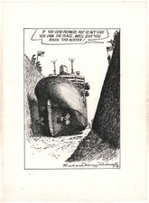 Tanker Ship USA / Panama Gag - 1978 Signed art by Richard Waring Rockwell