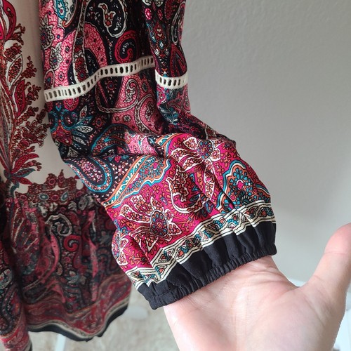 Luukse Bohemian Festival Dress Sz Large Floral Paisley Mini Tassel NWT - Picture 3 of 10